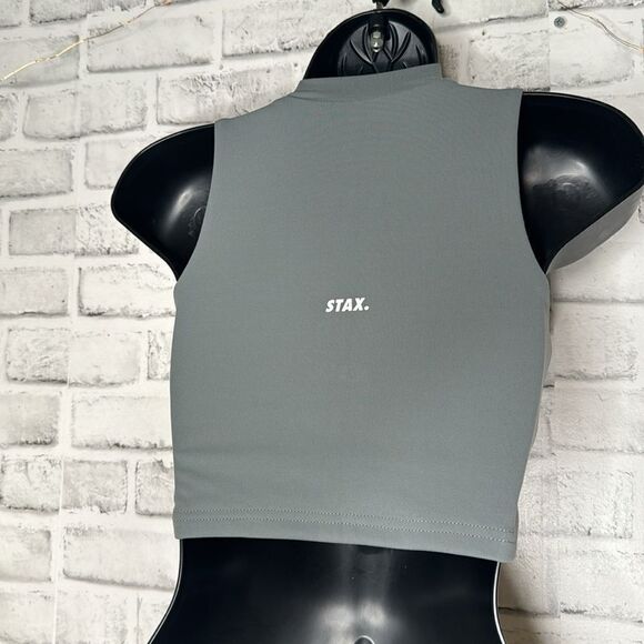 Women STAX Sports Bras & Crop Tops | Base Sleeveless Zip Tank Nandex Thyme Small - Picture 3 of 7